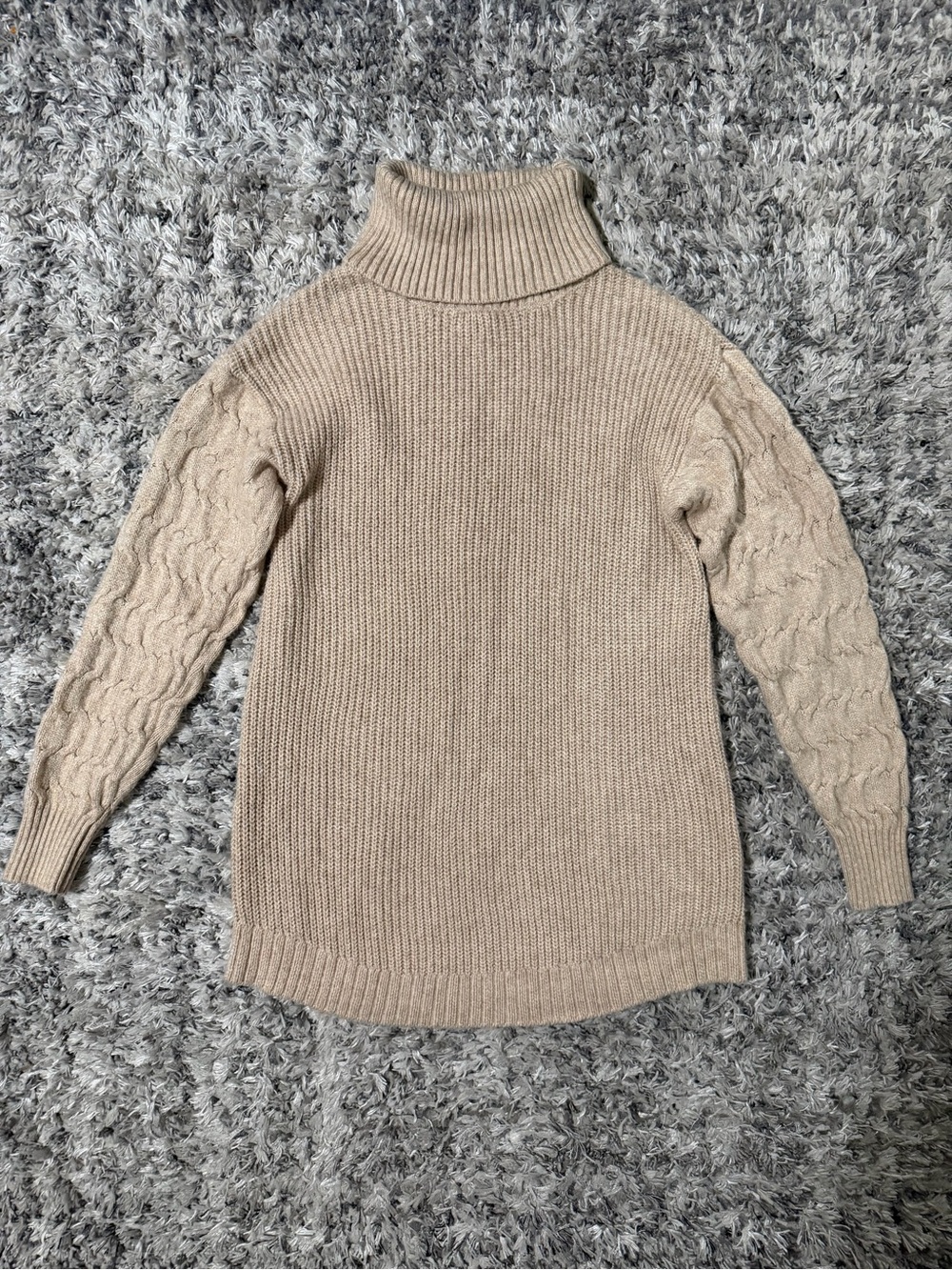 St. John's Bay Tan Cable-Sleeve Turtleneck Sweater
